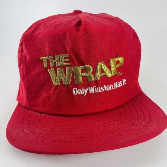 WINSTON The Wrap Embroidered Logo Nylon Snapback Trucker Hat Racing Retro VTG - Picture 2 of 8